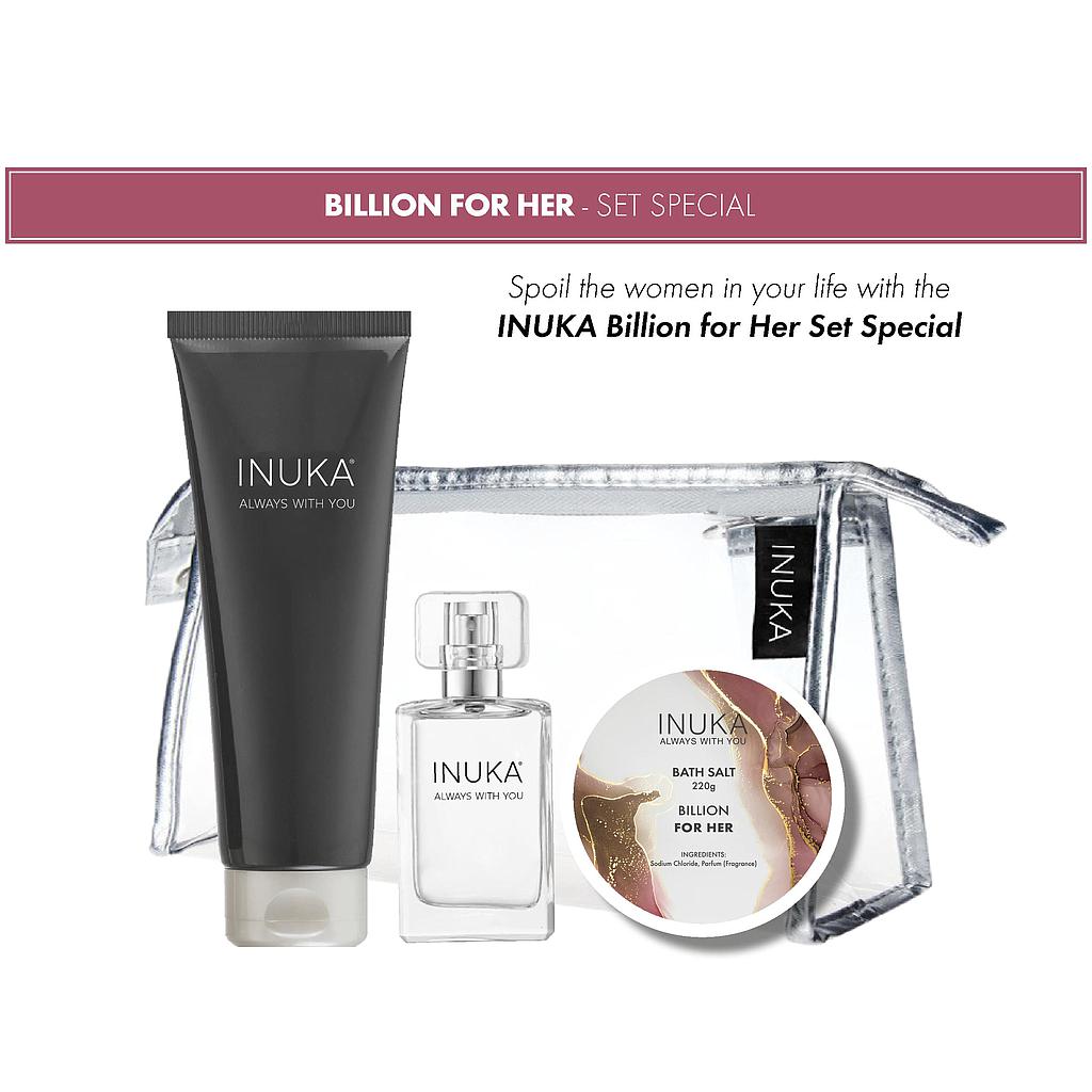 Billion for HER - All 4 Set Special (Lotion, Perfume, Bath Salt and Toiletry Bag)